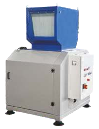 Kompaktschneidmühle Zerma GST mit Schallschutzgehäuse und blauem Trichter